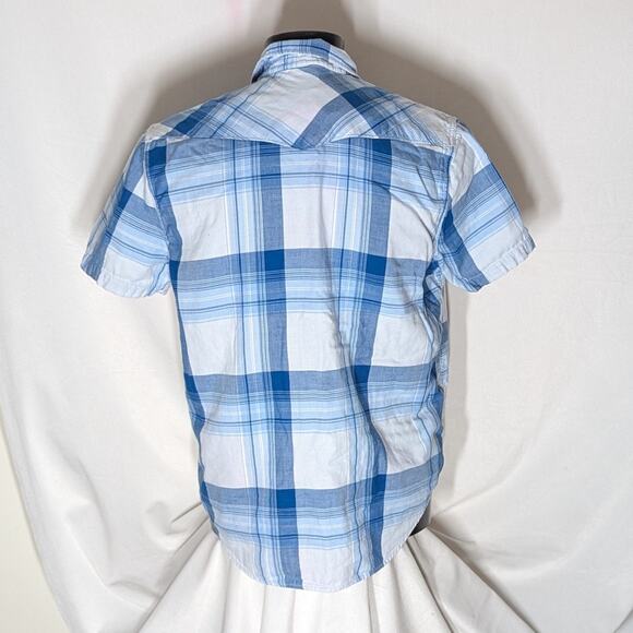 Lucky Brand Men's Pearl Button Up S/S Shirt Blue Plaid XL - Picture 4 of 5